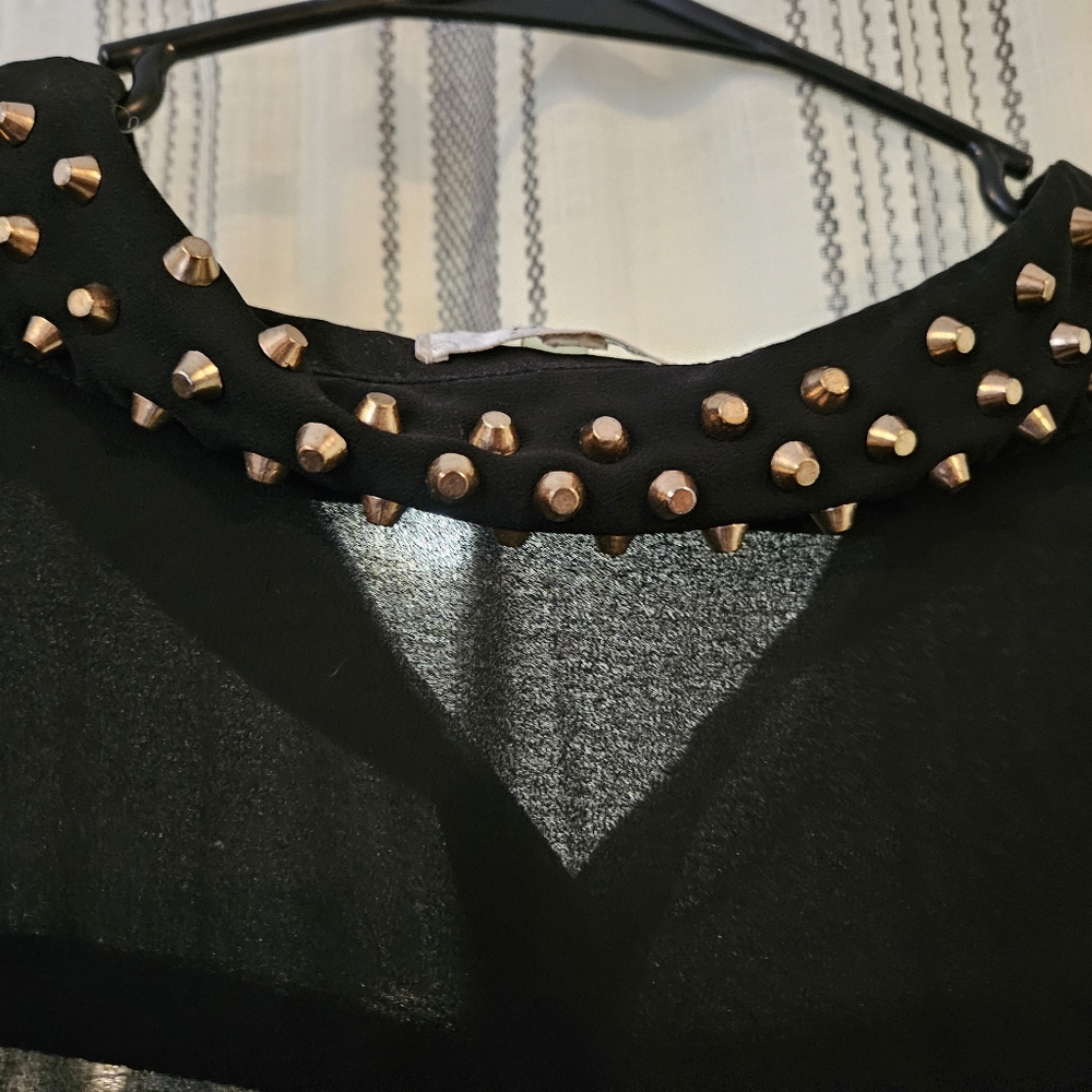 Studded Collar Sheer Buttondown - Picture 2 of 3